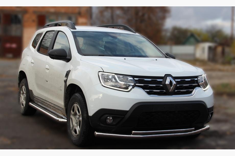 Renault Duster 2008–2017 гг. Передняя защита ST014 (нержавейка) d60/42 Фото 2