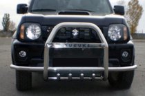 Suzuki Jimny 1998-2018 гг. Кенгурятник QT007-Exclusive (с надписью, нерж.) фото 5