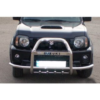 Кенгурятник QT007-Exclusive (с надписью, нерж.) Suzuki Jimny 1998-2018 гг. фото 1