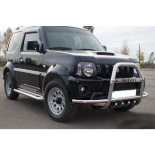 Кенгурятник QT007-Exclusive (с надписью, нерж.) Suzuki Jimny 1998-2018 гг. фото 2