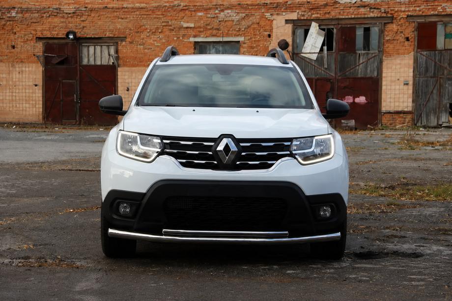 Renault Duster 2018-2024 гг. Передняя защита F3-10 (нержавейка) Фото 2