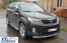 Kia Sorento II XM 2009-2014 гг. Передняя защита ST008 (2013-2015, Нержавейка) фото 2