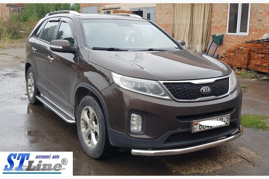 Kia Sorento II XM 2009-2014 гг. Передняя защита ST008 (2013-2015, Нержавейка) Фото 2