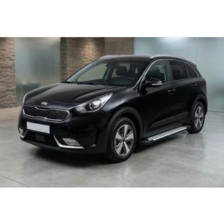 Боковые пороги Allmond Grey (2 шт., алюминий) Kia Niro 2016–2021 гг. фото 1