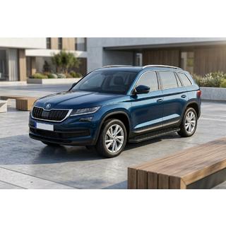 Боковые Подножки Allmond Black (2 шт., Алюминий) Skoda Kodiaq 2016-2023 гг. фото 1