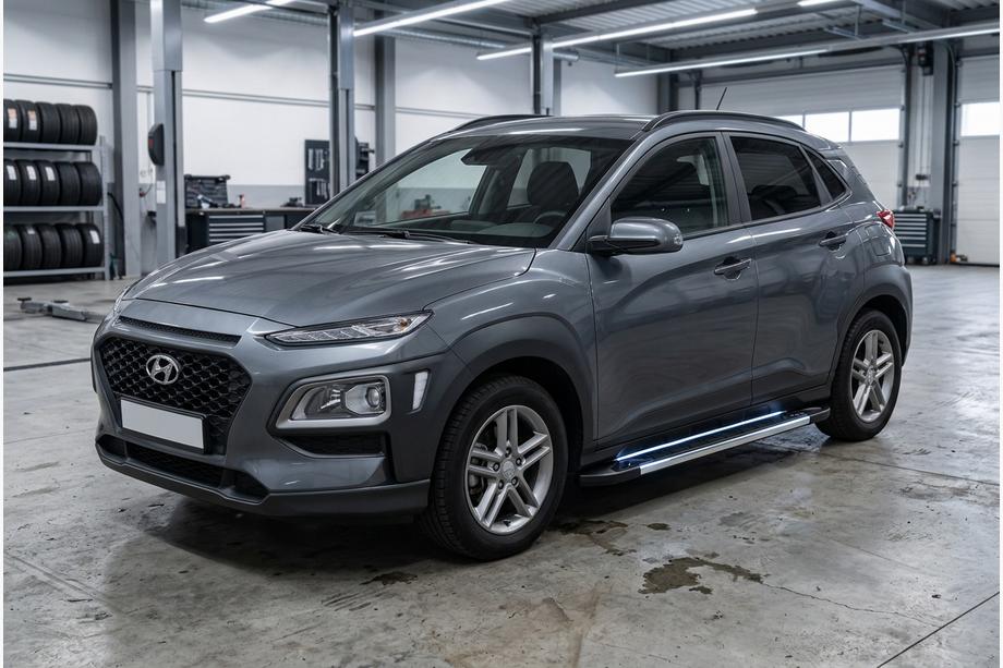 Hyundai Kona 2017-2023 гг. Боковые пороги RedLine V1 (2 шт., алюминий) Фото 1