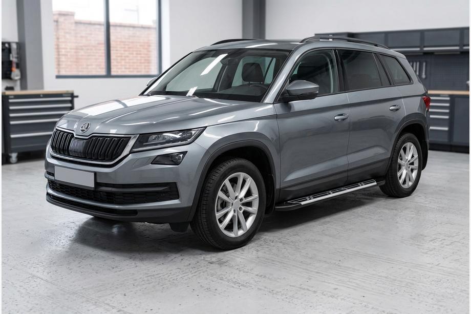Skoda Kodiaq 2016-2023 гг. Боковые Подножки Sunrise (2 шт., Алюминий) Фото 1