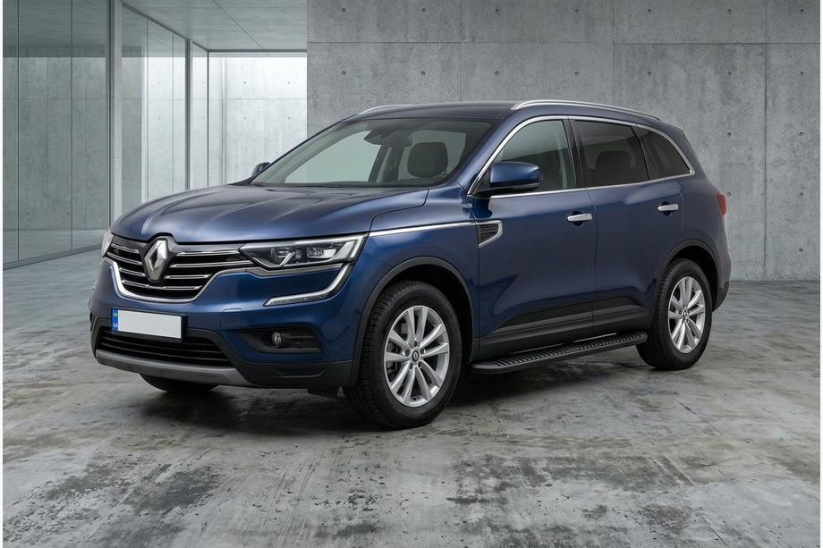 Renault Koleos 2016-2024 гг. Боковые Подножки Tayga Black (2 шт., Алюминий) Image