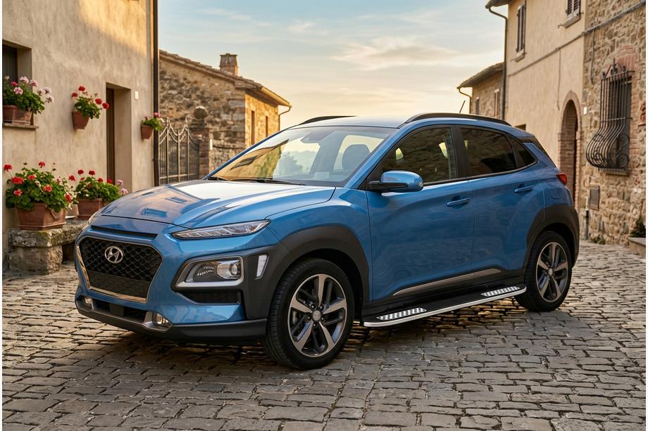 Hyundai Kona 2017-2023 гг. Боковые Подножки Tayga V2 (2 шт., Алюминий) Фото 1