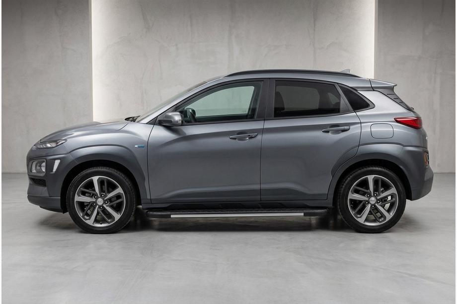 Hyundai Kona 2017-2023 гг. Боковые Подножки Bosphore Grey (2 шт., Алюминий) Image