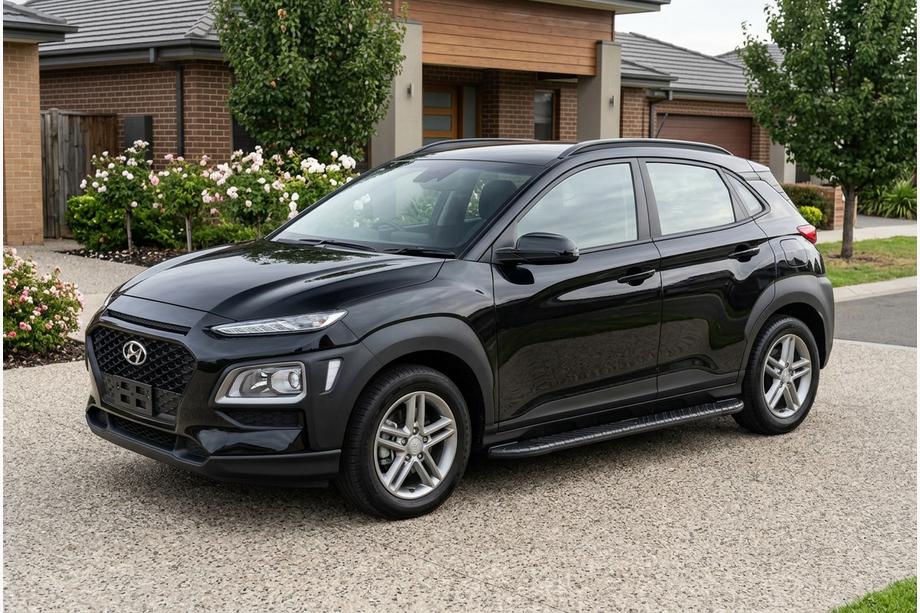 Hyundai Kona 2017-2023 гг. Боковые Подножки Bosphore Black (2 шт., Алюминий) Image