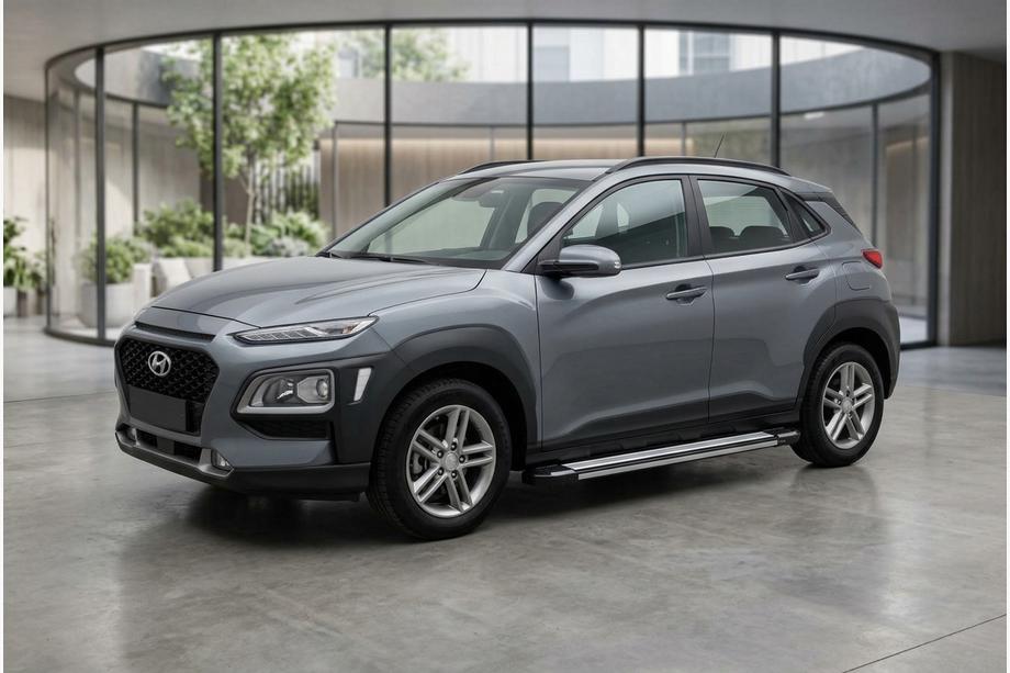 Hyundai Kona 2017-2023 гг. Боковые Подножки Rainbow (2 шт., Алюминий) Image