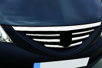 Dacia Logan I 2005-2008 гг. Хромированные накладки на решетку радиатора (нержавейка) Carmos - Турецкая сталь фото 3