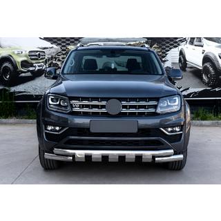 Передняя защита F3-08.7 (нерж) Volkswagen Amarok 2010-2022 гг. фото 1