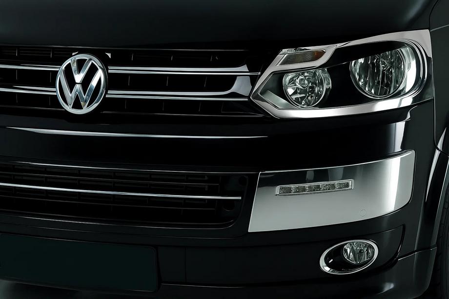 Volkswagen T5 2010-2015 гг. Накладки на Фары Хром (2 шт, Нержавеющая Сталь) Фото 1