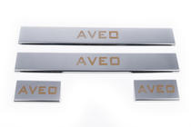Chevrolet Aveo T300 2011-2020 гг. Накладки на пороги Carmos V1 (4 шт, нержавейка) фото 2
