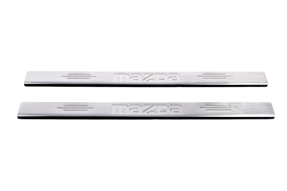 Mazda 2 2003-2007 гг. Накладка на Пороги Carmos (Нержавейка) V-1 2 Накладки на пороги V-1 Фото 2