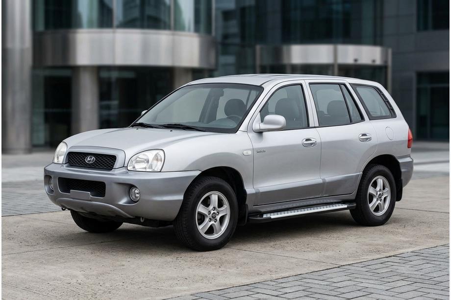 Hyundai Santa Fe 1 2000-2006 гг. Боковые Подножки Allmond Grey (2 шт., Алюминий) Image