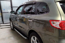 Hyundai Santa Fe 2 2006-2012 гг. Боковые Подножки Fullmond (2 шт, алюминий) фото 2