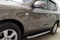 Hyundai Santa Fe 2 2006-2012 гг. Боковые Подножки Fullmond (2 шт, алюминий) фото 9