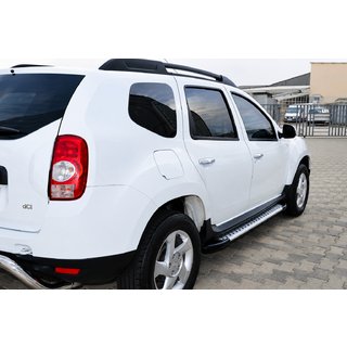 Боковые пороги Allmond Grey (2 шт., алюминий) Renault Duster 2008–2017 гг. фото 1