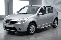 Dacia Sandero 2007-2013 гг. Боковые Подножки Тип X5 (2 шт., Алюминий) фото 1