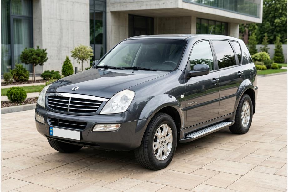 SsangYong Rexton I 2001-2017 гг. Боковые Подножки Allmond Grey (2 шт, Алюминий) Image