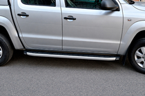 Volkswagen Amarok 2010-2022 гг. Боковые пороги Fullmond Grey (2 шт, алюминий) фото 1