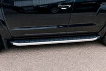 Volkswagen Amarok 2010-2022 гг. Боковые пороги Fullmond Grey (2 шт, алюминий) фото 2