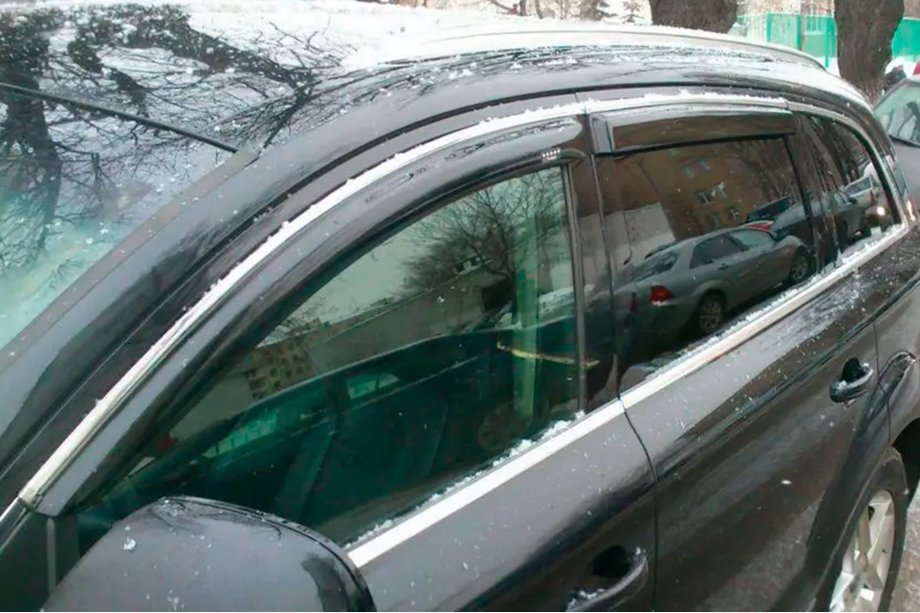 Audi Q7 2005-2015 гг. Ветровики с хромированным молдингом (4 шт, HIC) Фото 1
