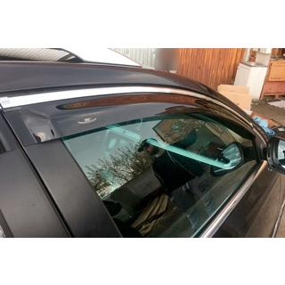 Ветровики с хромированным молдингом SW (4 шт, HIC) Volkswagen Passat B6 2006-2012 гг. фото 1