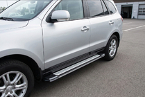 Hyundai Santa Fe 2 2006-2012 гг. Боковые пороги Rainbow (2 шт., алюминий) фото 1