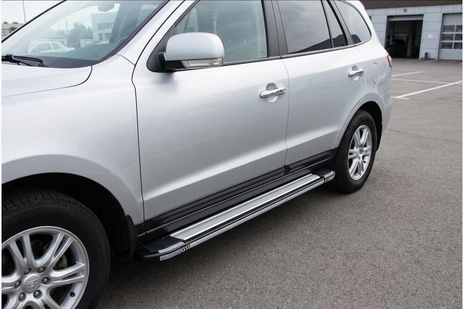 Hyundai Santa Fe 2 2006-2012 гг. Боковые пороги Rainbow (2 шт., алюминий) Image