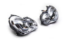 Mercedes C-class W203 2000-2007 гг. Передние фары с LED дневными ходовыми огнями (2 шт) Тёмные фото 3