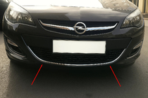 Opel Astra J 2009-2015 гг. Накладка на передний бампер OmsaLine (нержавеющая сталь) фото 1
