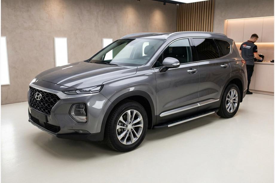 Hyundai Santa Fe 4 2018-2023 гг. Боковые Подножки Fullmond (2 шт., Алюминий) Фото 1