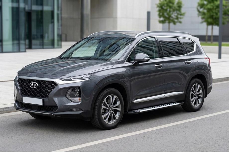 Hyundai Santa Fe 4 2018-2023 гг. Боковые Подножки Line (2 шт., Алюминий) Image