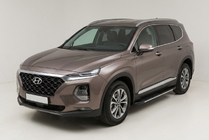 Hyundai Santa Fe 4 2018-2023 гг. Боковые Подножки Bosphore Grey (2 шт., Алюминий) фото 1