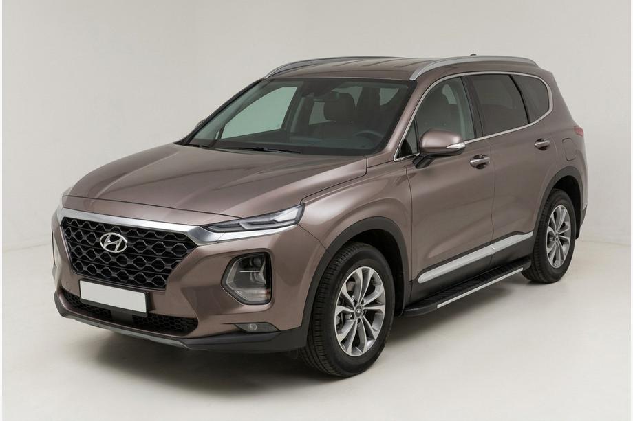 Hyundai Santa Fe 4 2018-2023 гг. Боковые Подножки Bosphore Grey (2 шт., Алюминий) Image