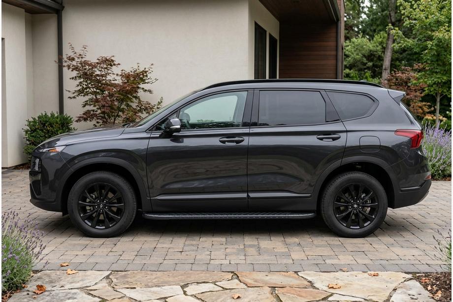 Hyundai Santa Fe 4 2018-2023 гг. Боковые Подножки Bosphore Black (2 шт., Алюминий) Фото 1