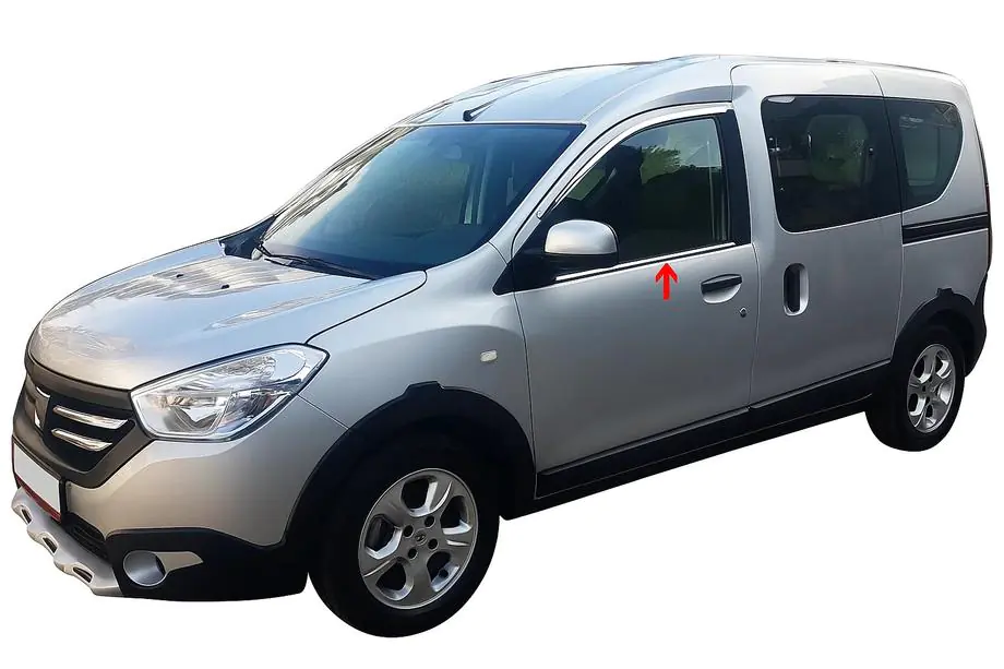 Renault Dokker 2013-2022 гг. Окантовка окон (2 шт., нержавейка) Image