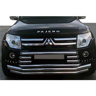 Передняя Защита ST015-9 (Нержавейка) Mitsubishi Pajero Wagon IV 2006-2021 гг.