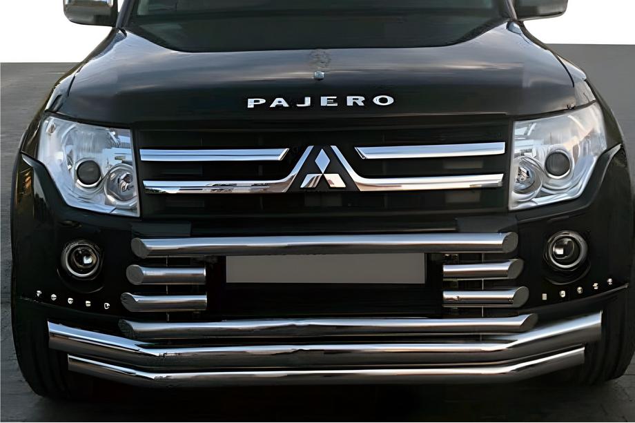 Mitsubishi Pajero Wagon IV 2006-2021 гг. Передняя Защита ST015-9 (Нержавейка) Фото 1