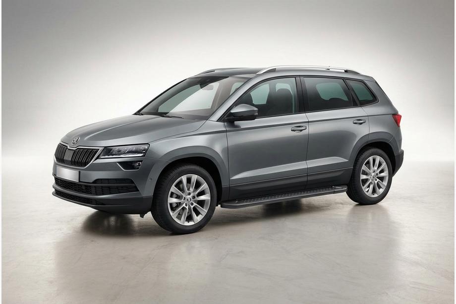 Skoda Karoq 2018- гг. Боковые Подножки Allmond Black (2 шт., Алюминий) Image