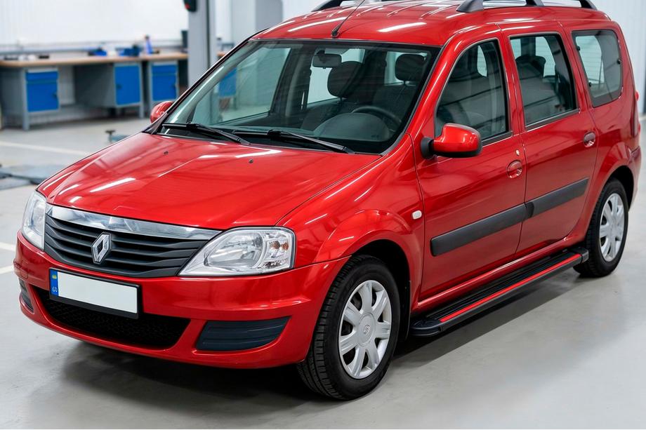 Dacia Logan MCV 2004-2014 гг. Боковые Подножки Maya Red (2 шт., Алюминий) Фото 3