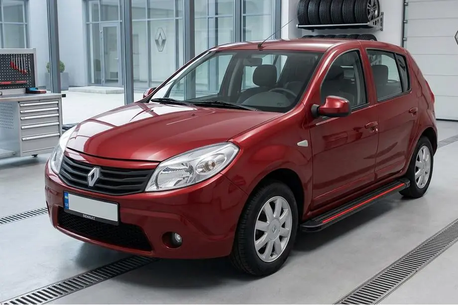 Dacia Sandero 2007-2013 гг. Боковые Подножки Maya Red (2 шт., Алюминий) Фото 1