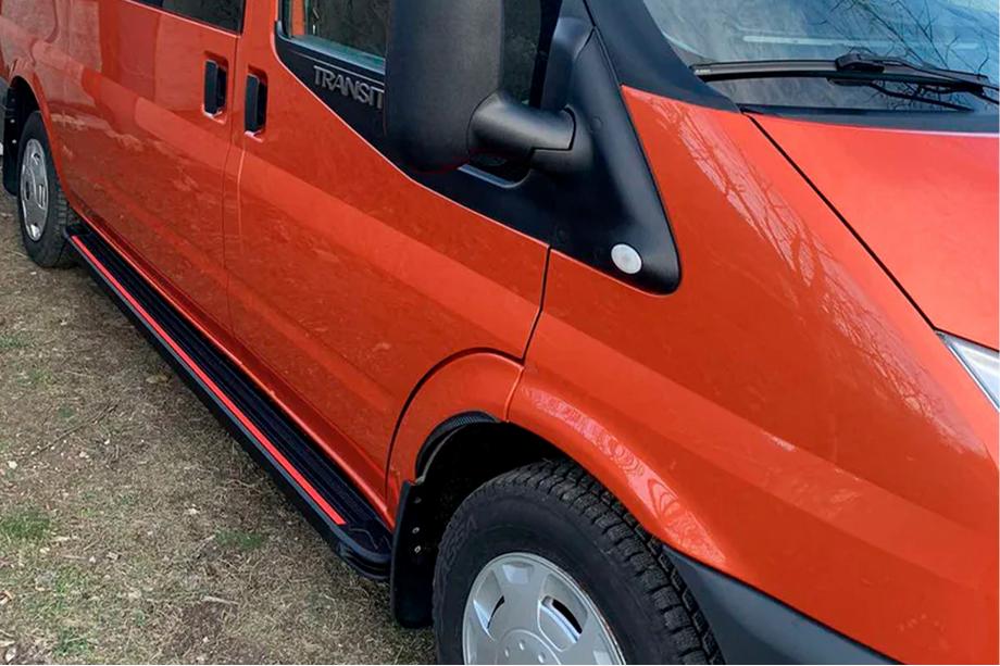 Ford Transit 2000–2014 гг. Боковые Подножки Maya Red (2 шт., Алюминий) Image
