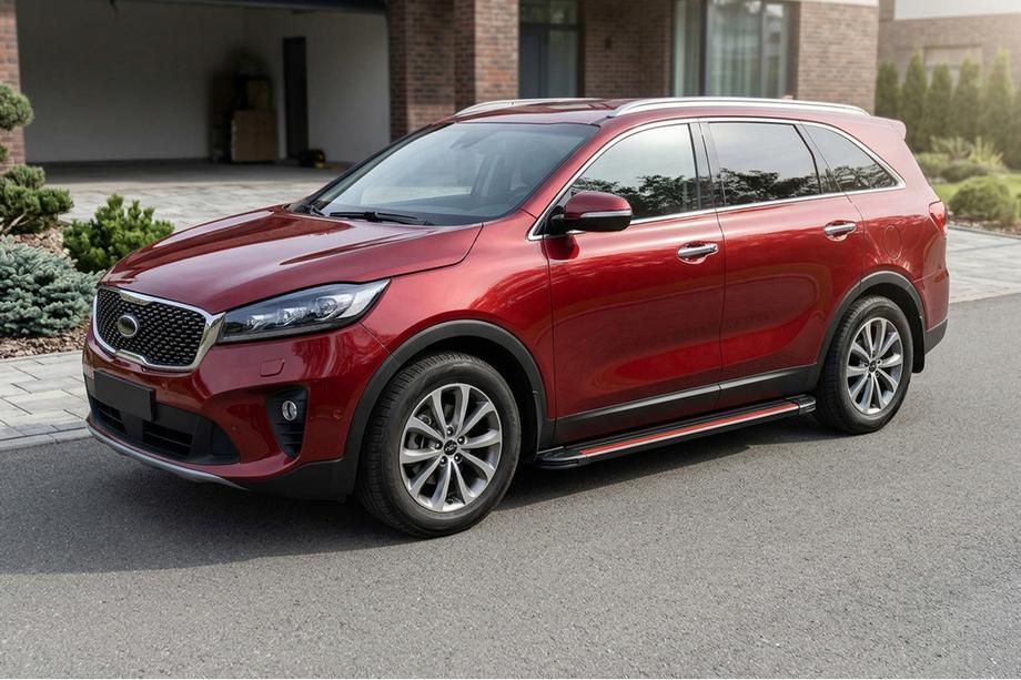 Kia Sorento III UM 2014-2020 гг. Боковые Подножки Maya Red (2 шт., Алюминий) Фото 1
