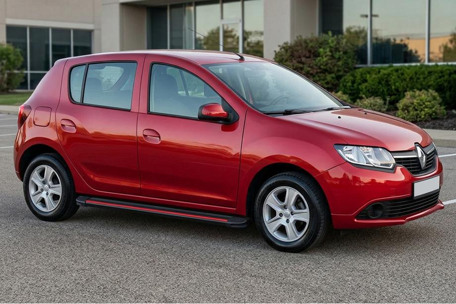 Renault Sandero 2013-2022 гг. Боковые Подножки Maya Red (2 шт., Алюминий) Image