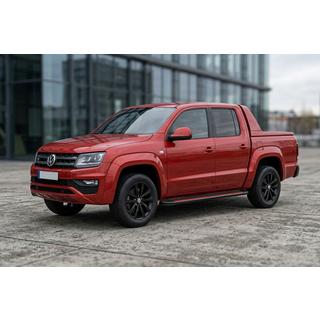 Боковые Подножки Maya Red-Black (2 шт., Алюминий) Volkswagen Amarok 2010-2022 гг. фото 1
